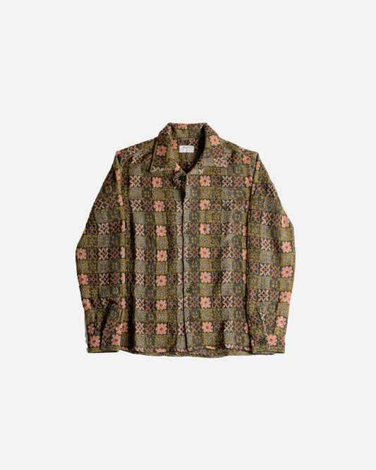 Percival Ashdown wild flower wool shirt in Green