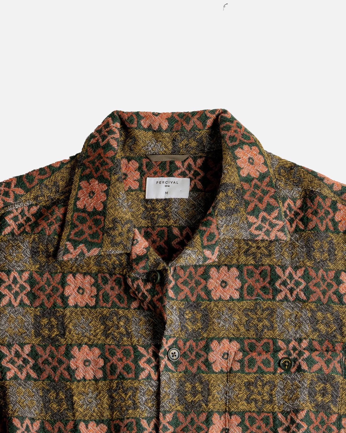 Percival Ashdown wild flower wool shirt in Green