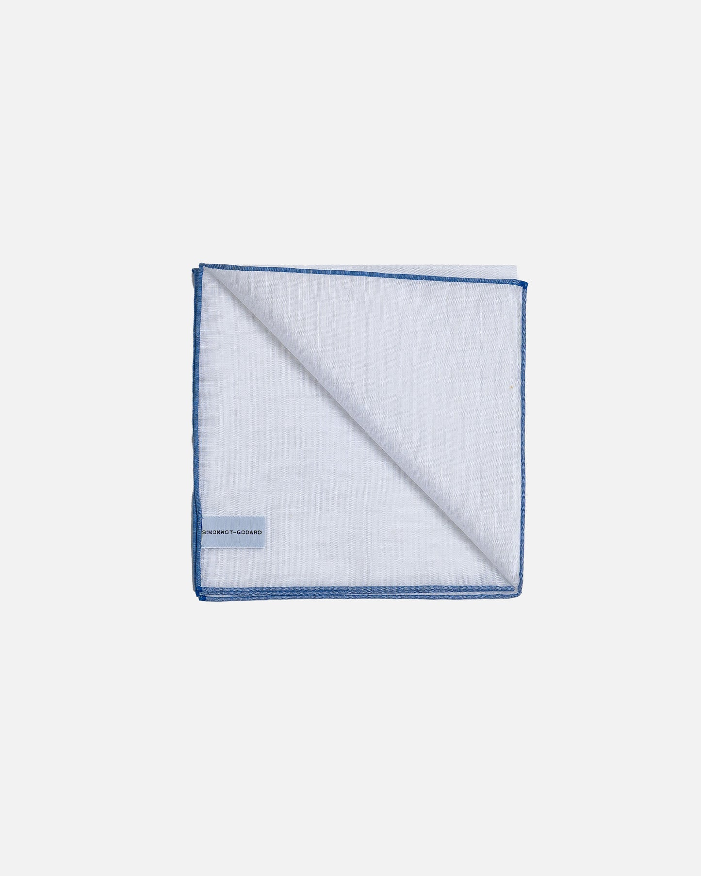 Simonnot Godard White/Blue Pocket Square