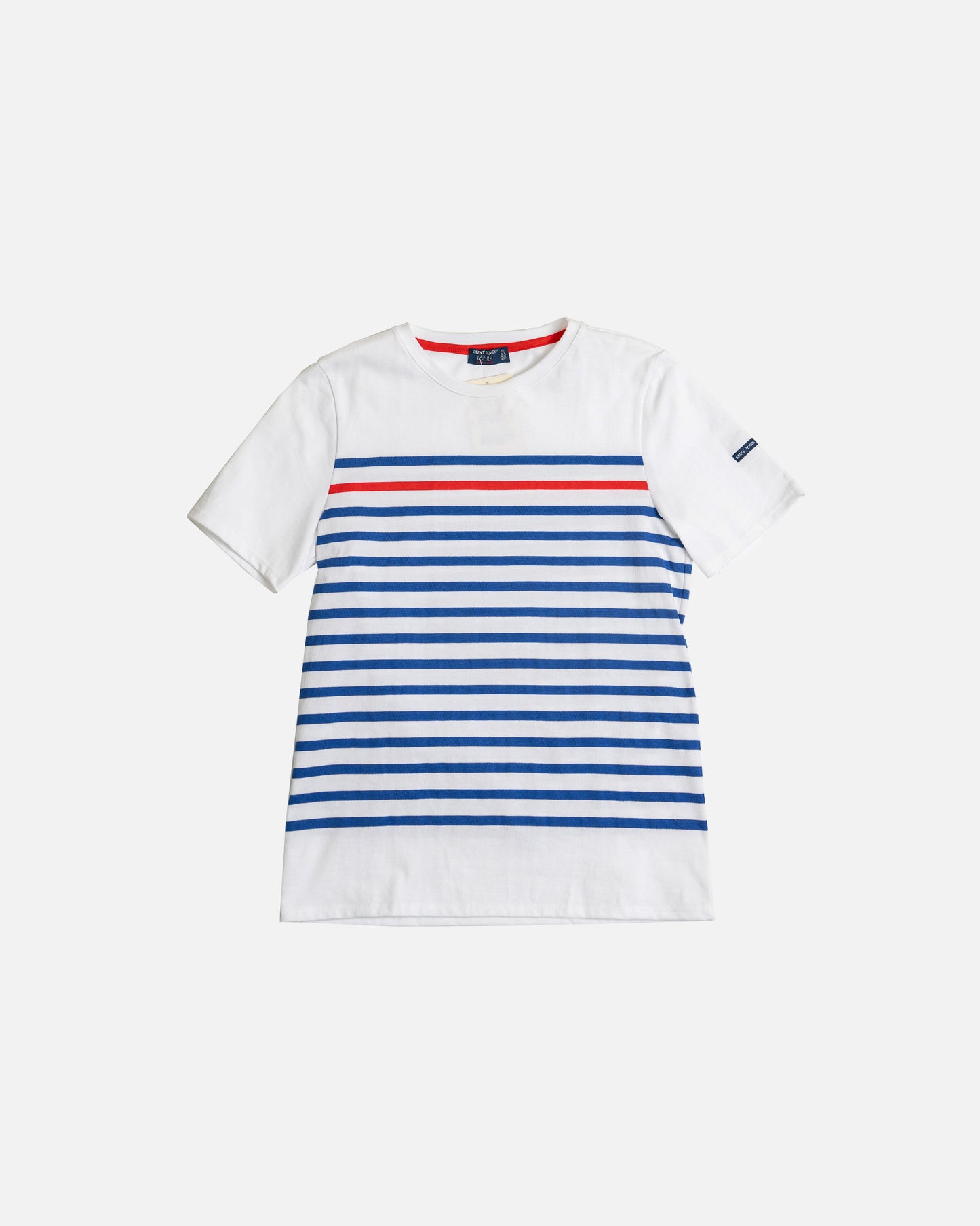 Saint James Short Sleeve Naval Ray Rouge in White/Red/Blue