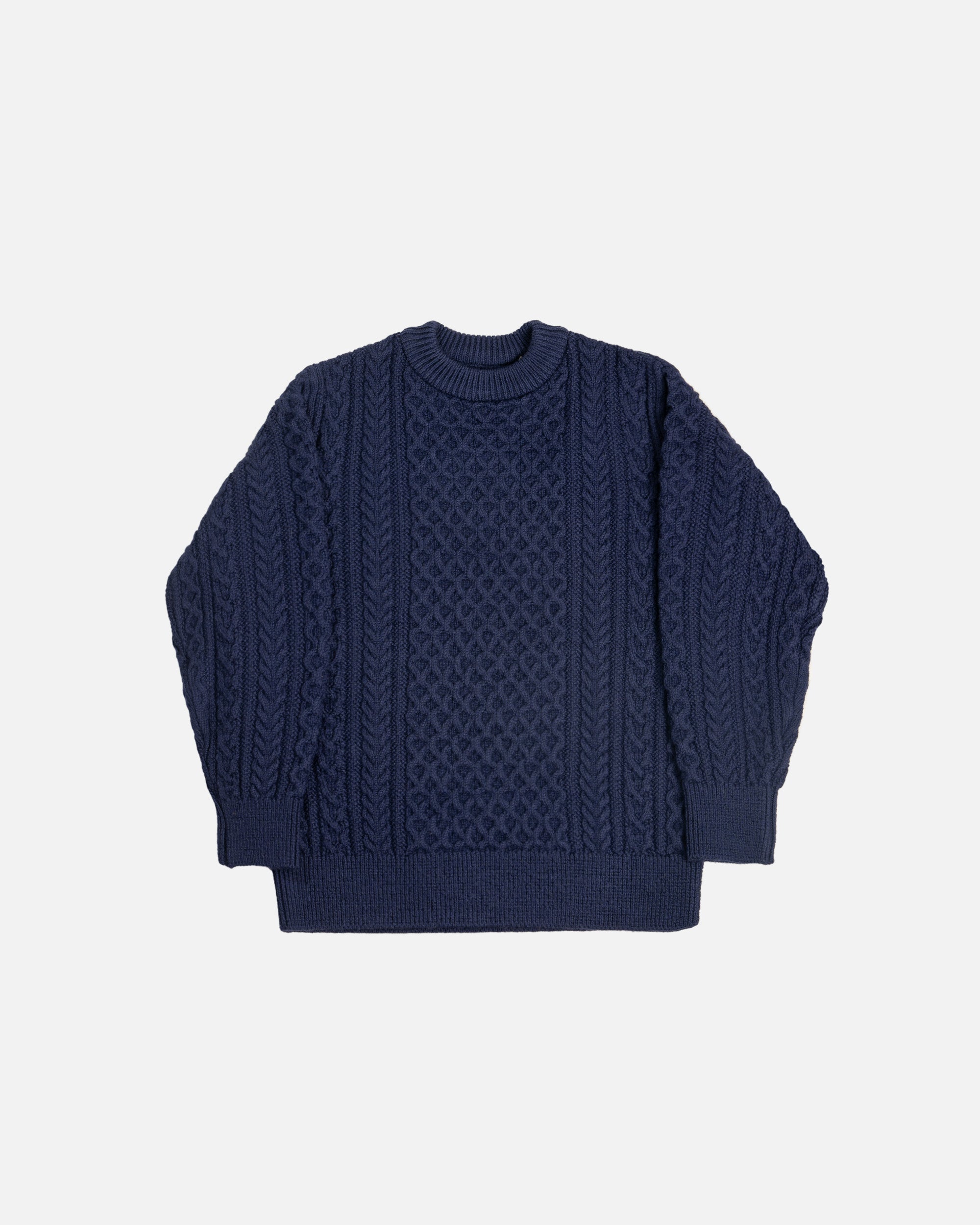 Yonetomi Reborn Wool Aran Knit Pullover Navy