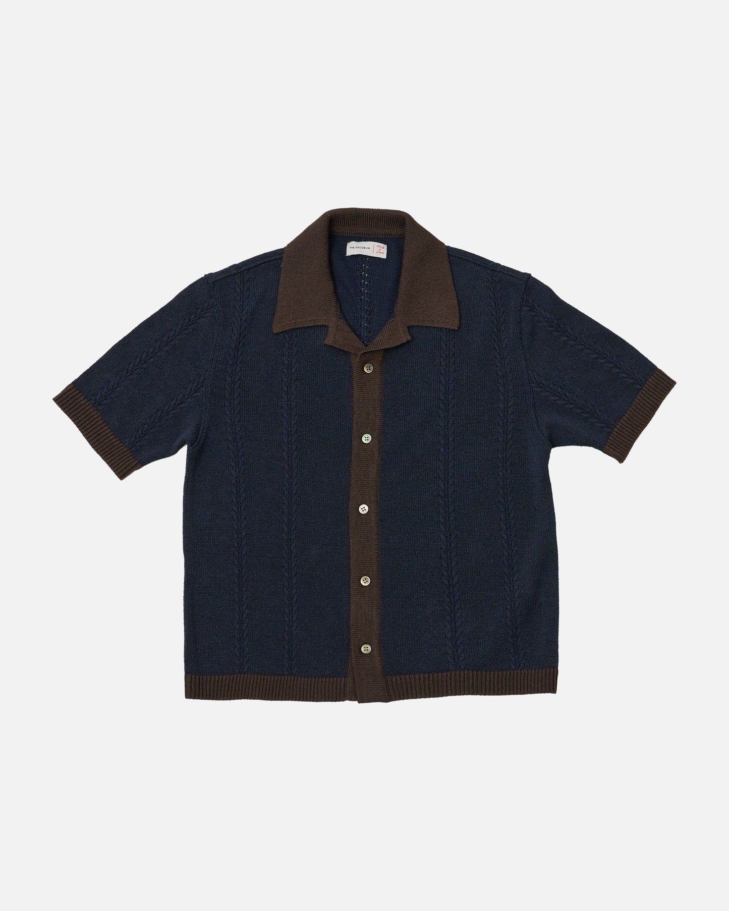 The Decorum Garland Knit Shirt - Navy/Brown