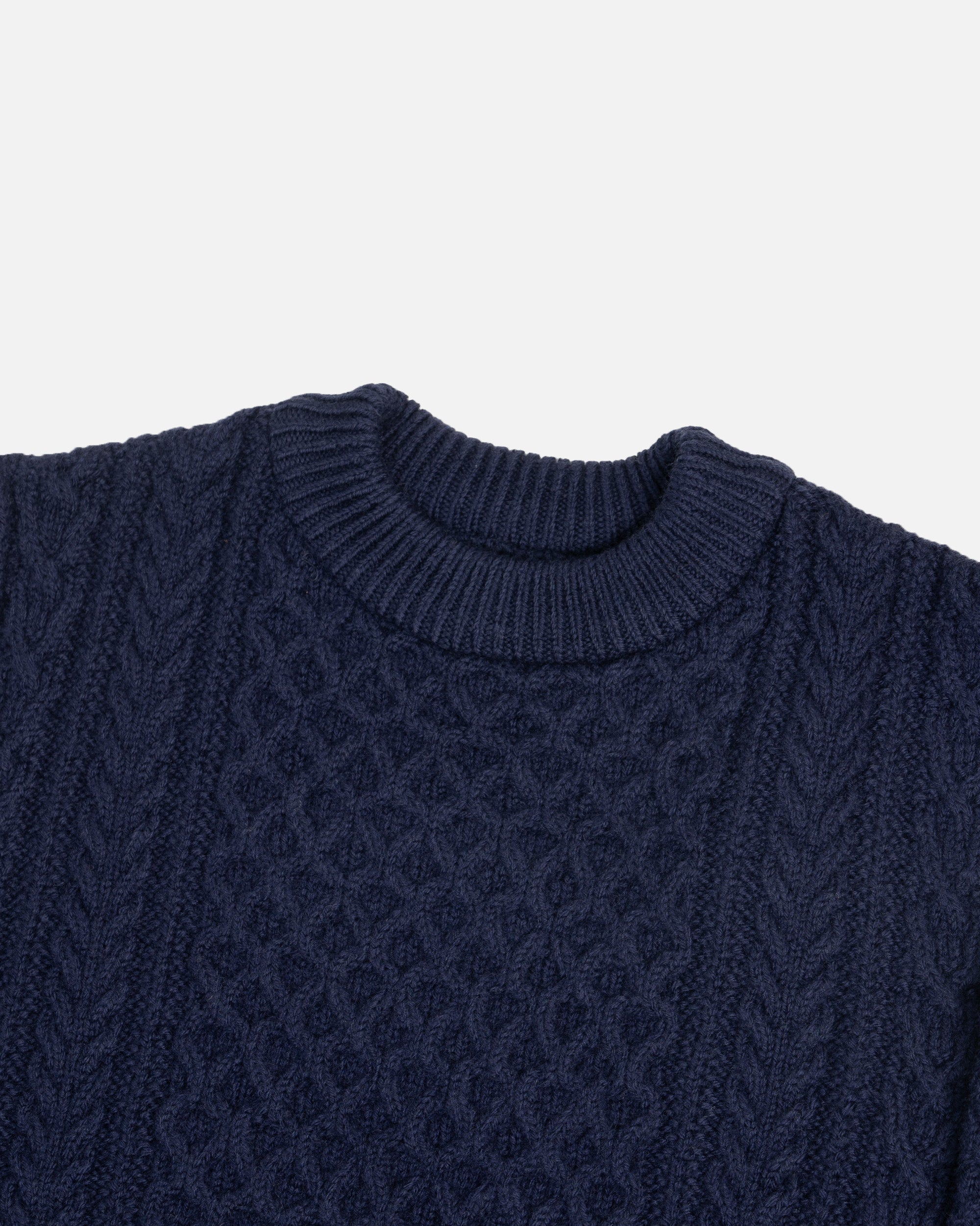 Yonetomi Reborn Wool Aran Knit Pullover Navy