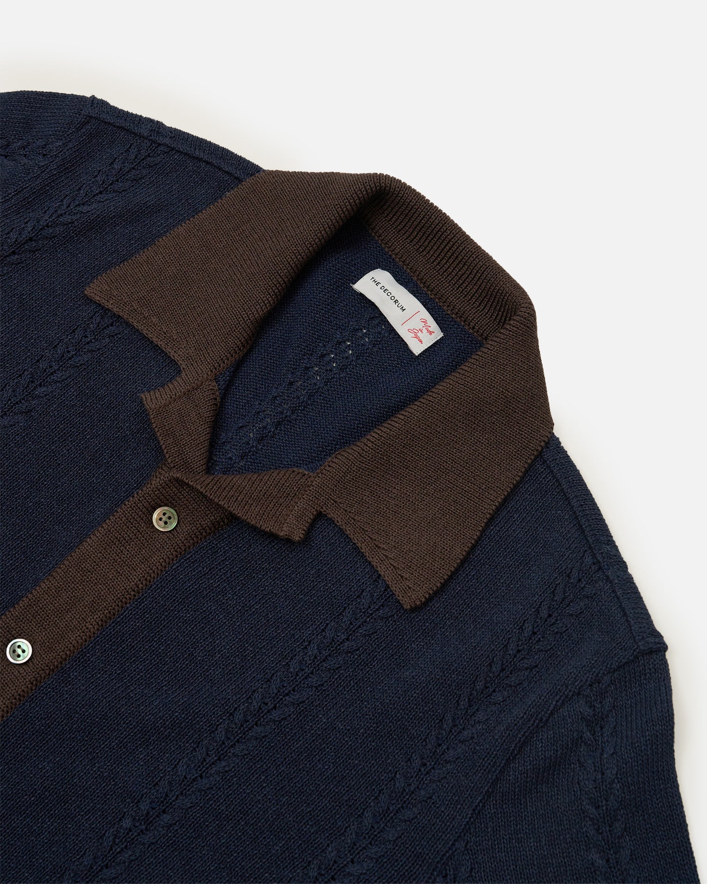 The Decorum Garland Knit Shirt - Navy/Brown