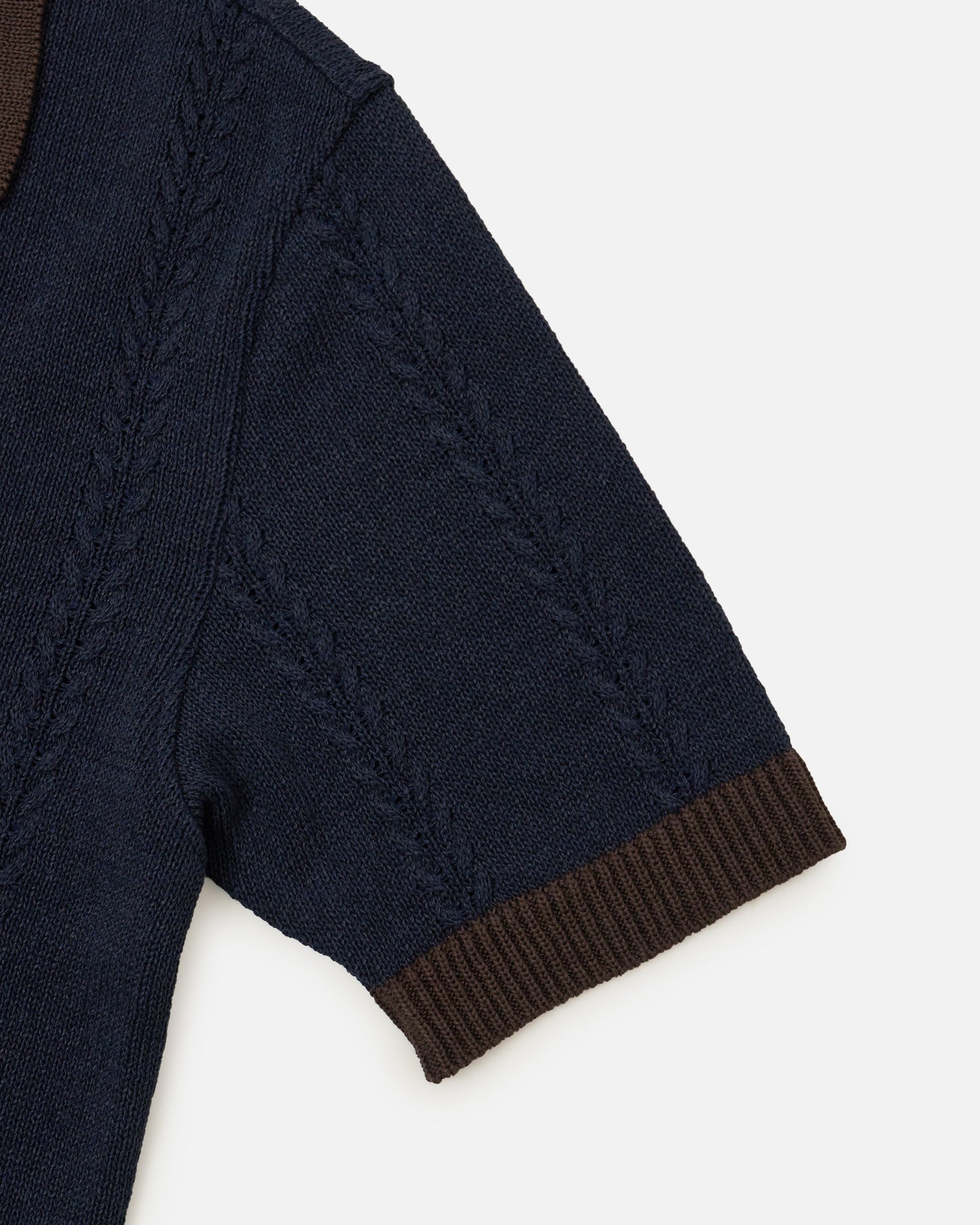 The Decorum Garland Knit Shirt - Navy/Brown