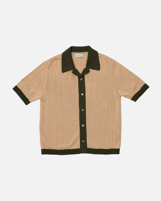 The Decorum Garland Knit Shirt - Beige/Green