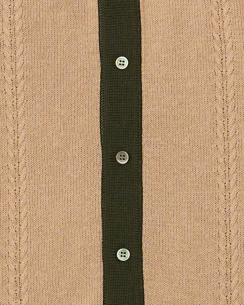 The Decorum Garland Knit Shirt - Beige/Green