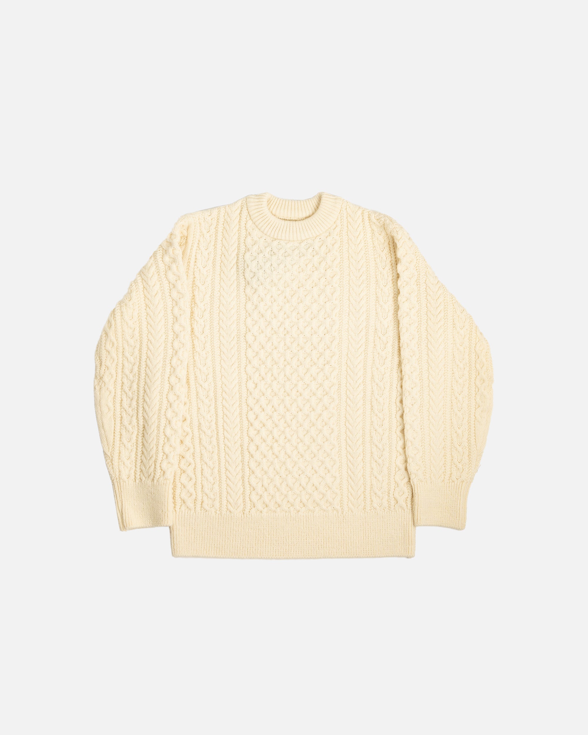 Yonetomi Reborn Wool Aran Knit Pullover White