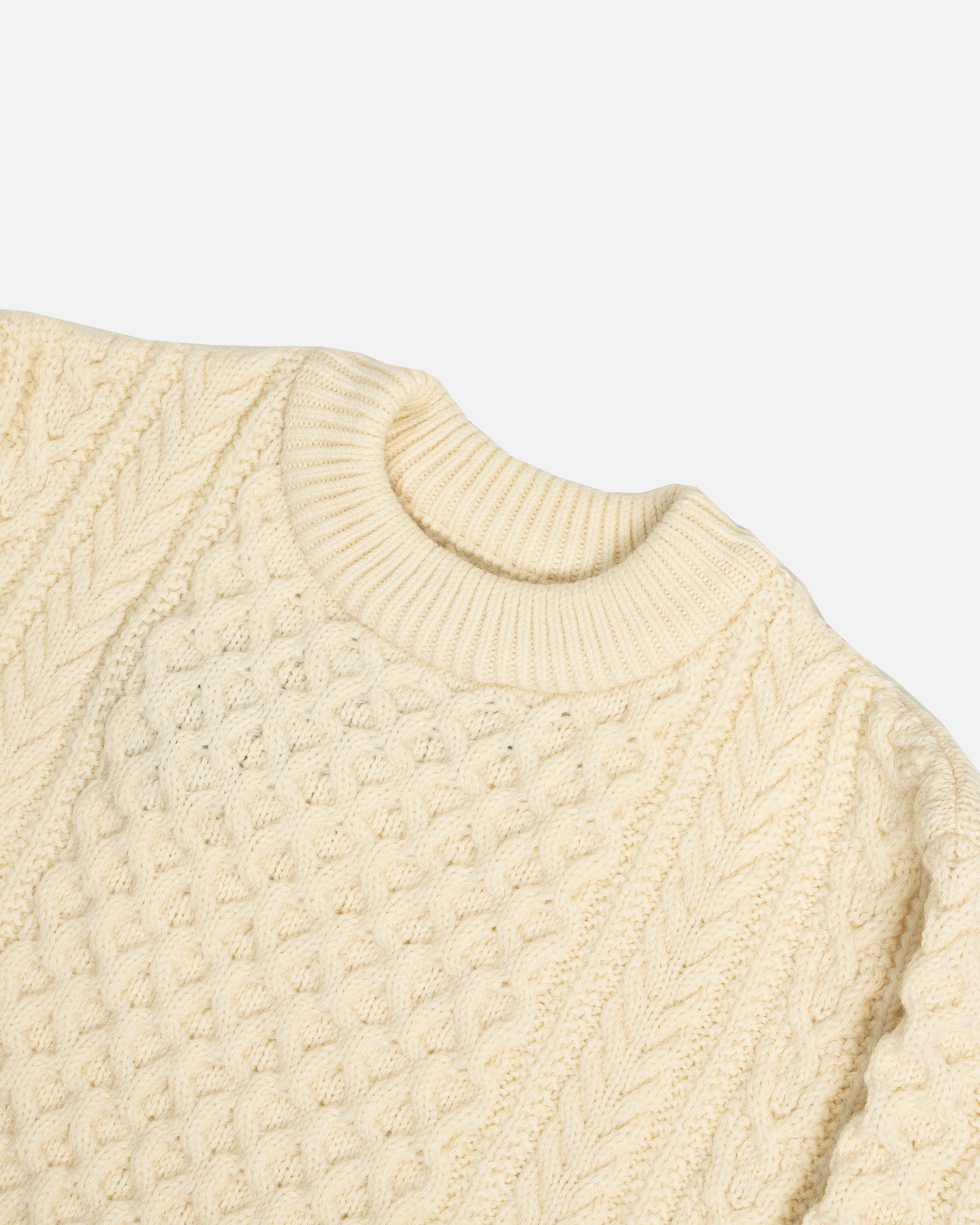 Yonetomi Reborn Wool Aran Knit Pullover White