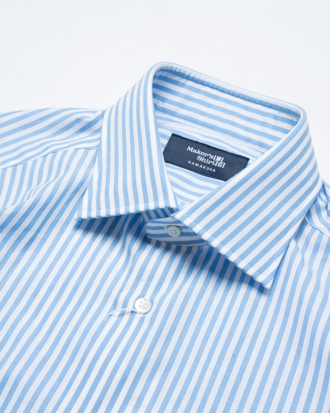 Kamakura Blue Stripe Spread Collar Broadcloth Shirt