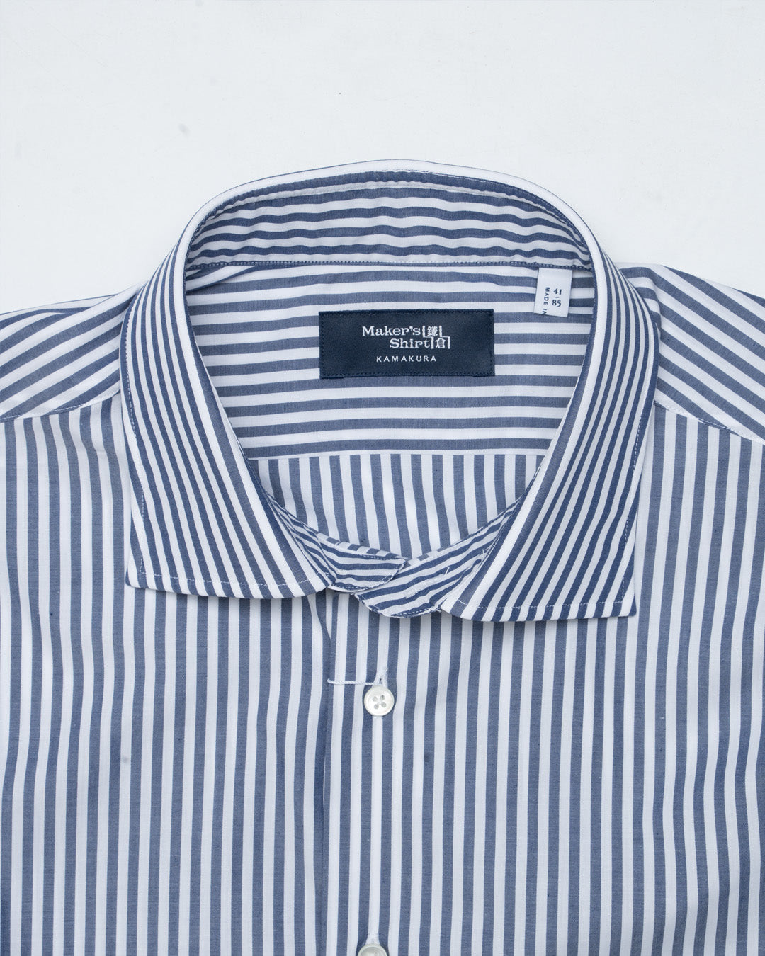 Kamakura Navy Stripe Spread Collar Broadcloth Shirt – The Decorum Bangkok