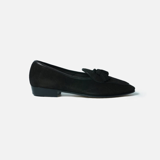 Baudoin & Lange Sagan Classic Tassels Obsidian Black Asteria Suede