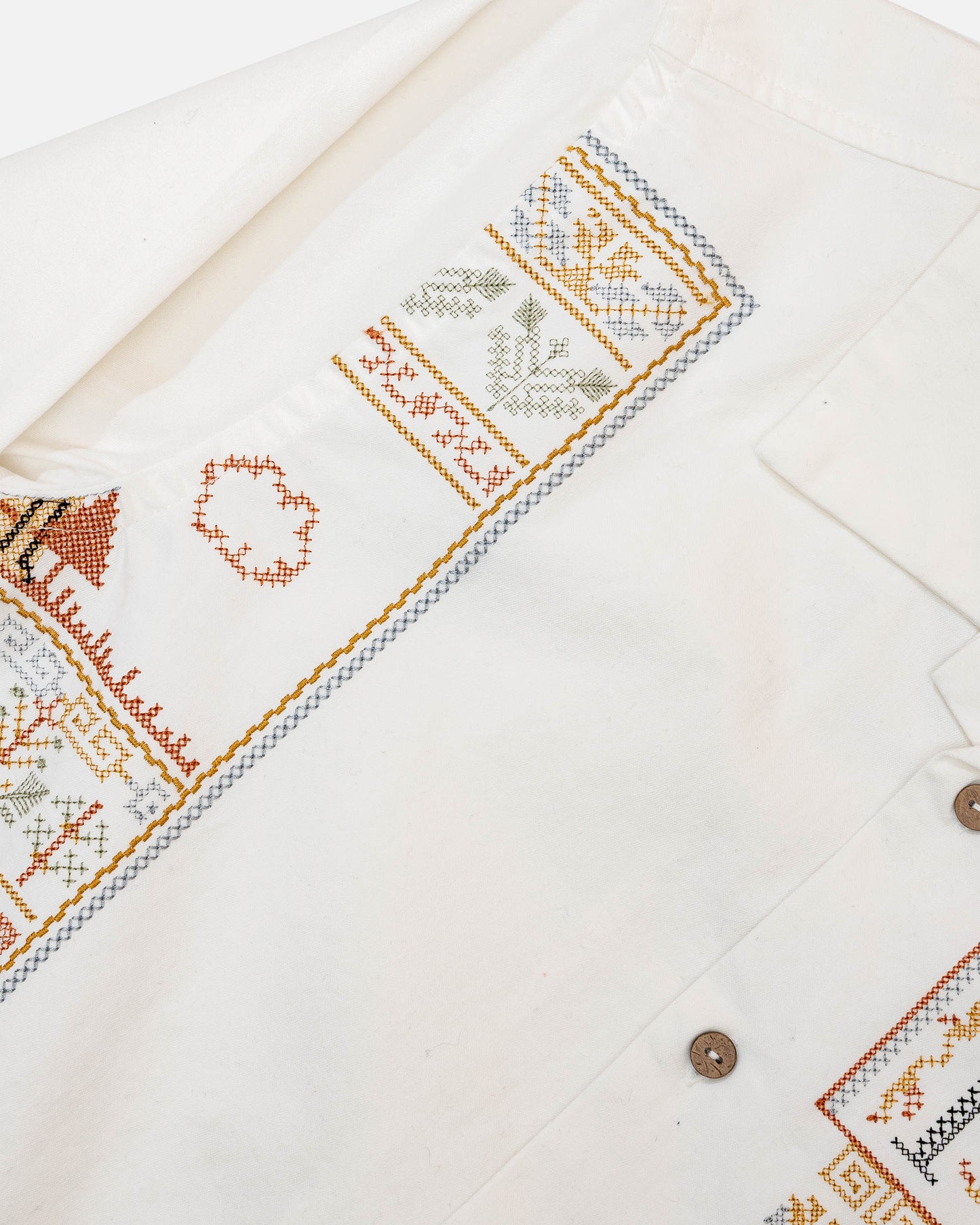 Percival Tapestry White Long Sleeve Cuban Shirt